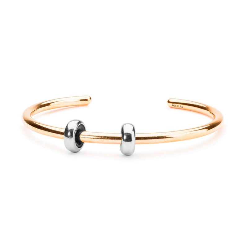 GOLD PLATED BANGLE WITH 2 X SILVER SPACERS