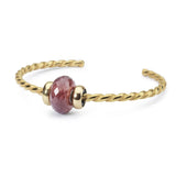 Twisted Gold Bangle with Strawberry Quartz