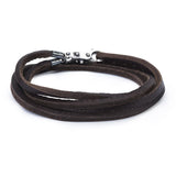 Leather Bracelet Brown with Sterling Silver Lock of Wisdom -