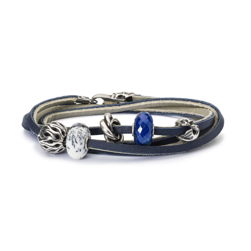 Leather Bracelet Dark Blue/Light Grey - Bracelet