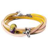 Leather Bracelet Yellow/Light Pink - Bracelet