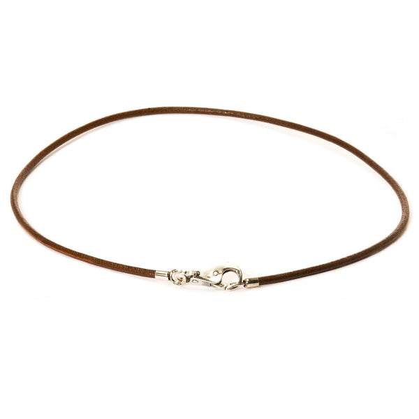 Leather Necklace Brown with Plain Lock - BOM Necklace