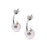 Rose Quartz Earrings with Silver Hooks with Twirl - BOM 