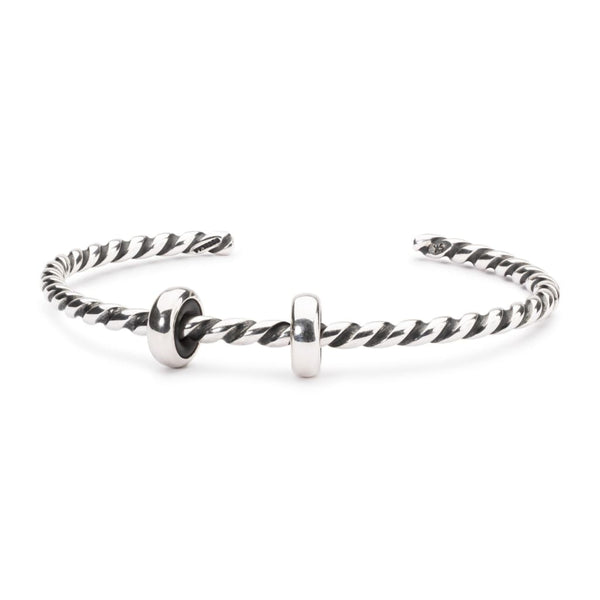 Twisted Silver Bangle with 2 x Silver Spacers - BOM Bangle