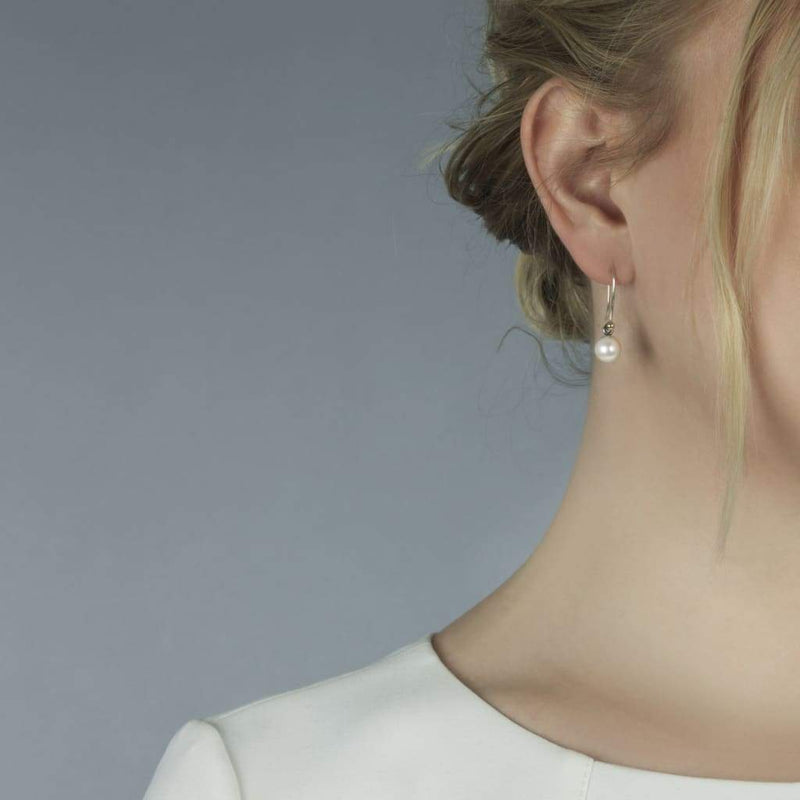 White Pearl Round Drops - Earring